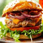 BBQ Burgers With Fried Onion Strings