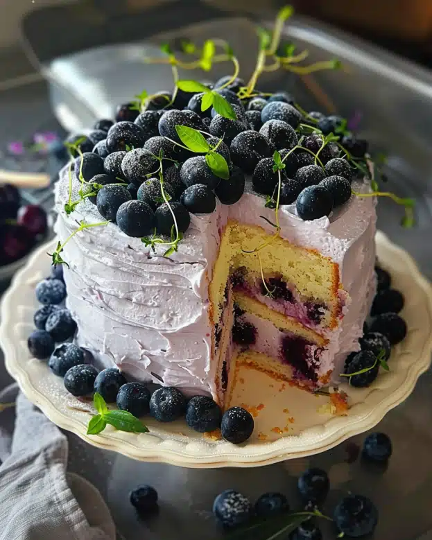 Blueberry Yogurt Chiffon Cake