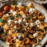 Charred Eggplant Pasta With Tomatoes & Goat Cheese