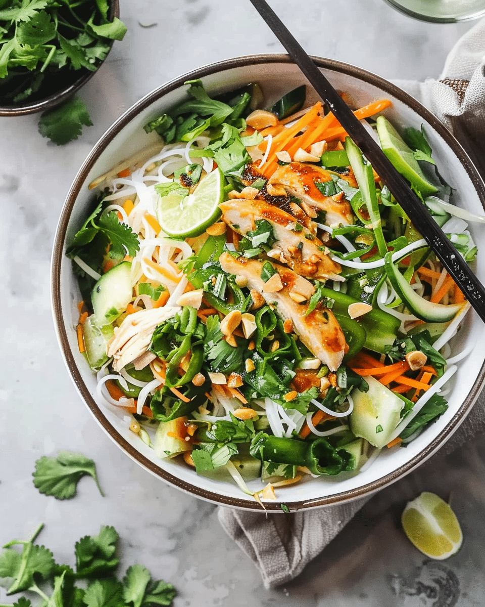 Vietnamese-Inspired Chicken Salad with Rice Noodles
