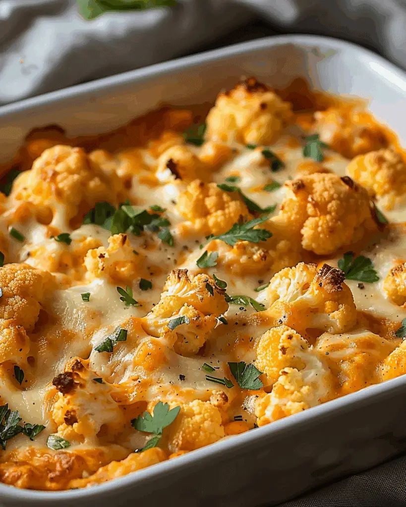 Creamy Buffalo Chicken Cauliflower Casserole
