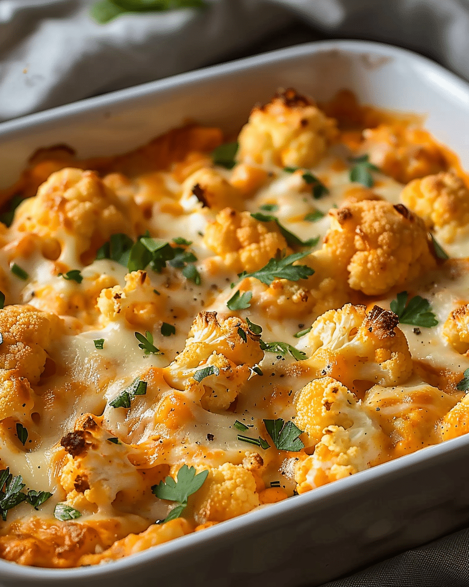 Creamy Buffalo Chicken Cauliflower Casserole