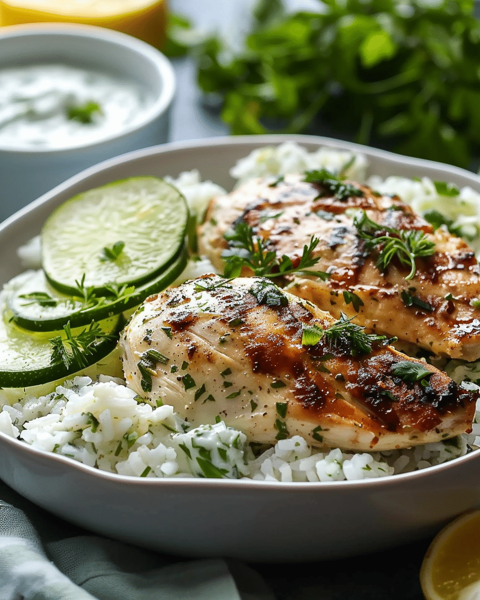 Dump-And-Bake Chicken Tzatziki With Rice