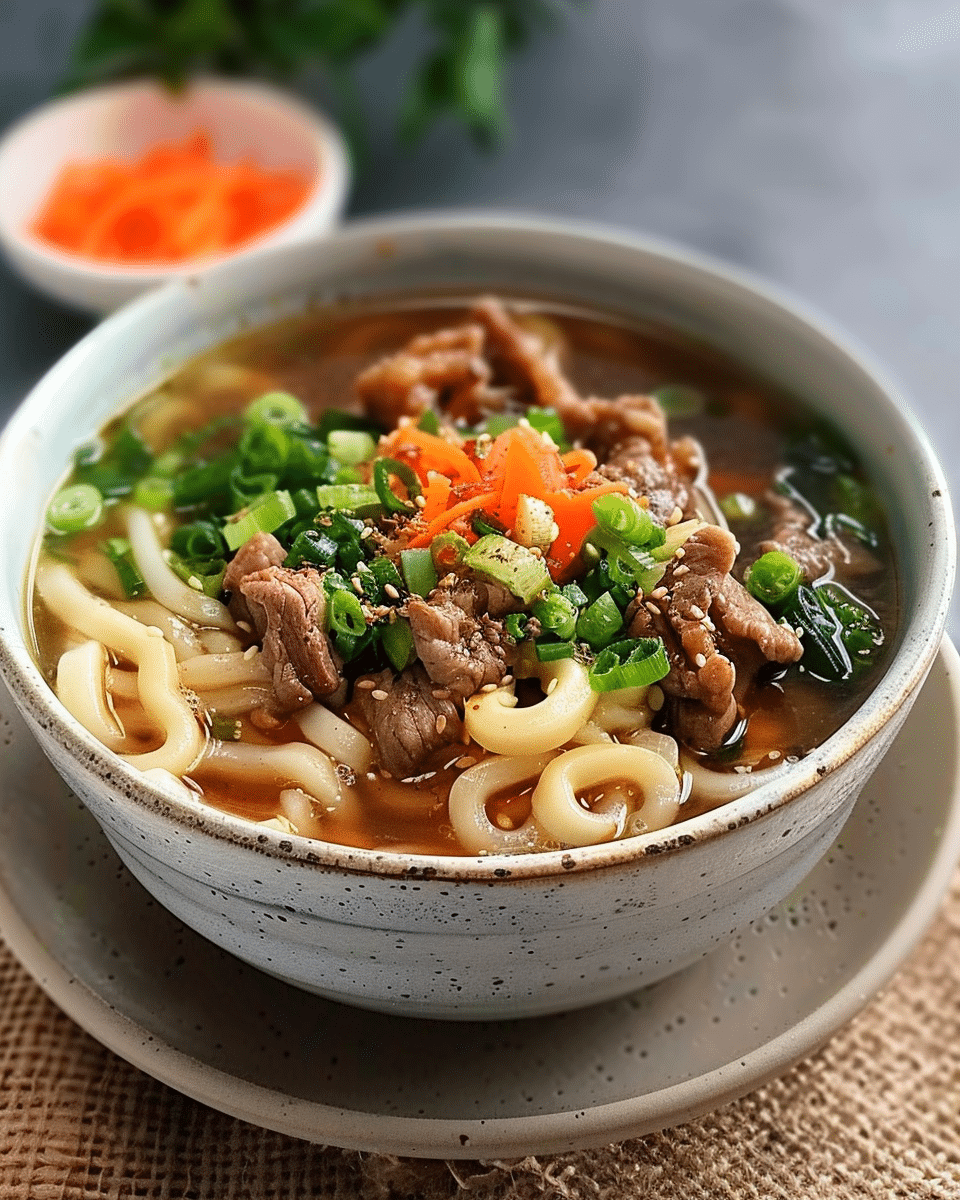 Easy Freezer Meal Japanese Beef Udon Noodle Soup
