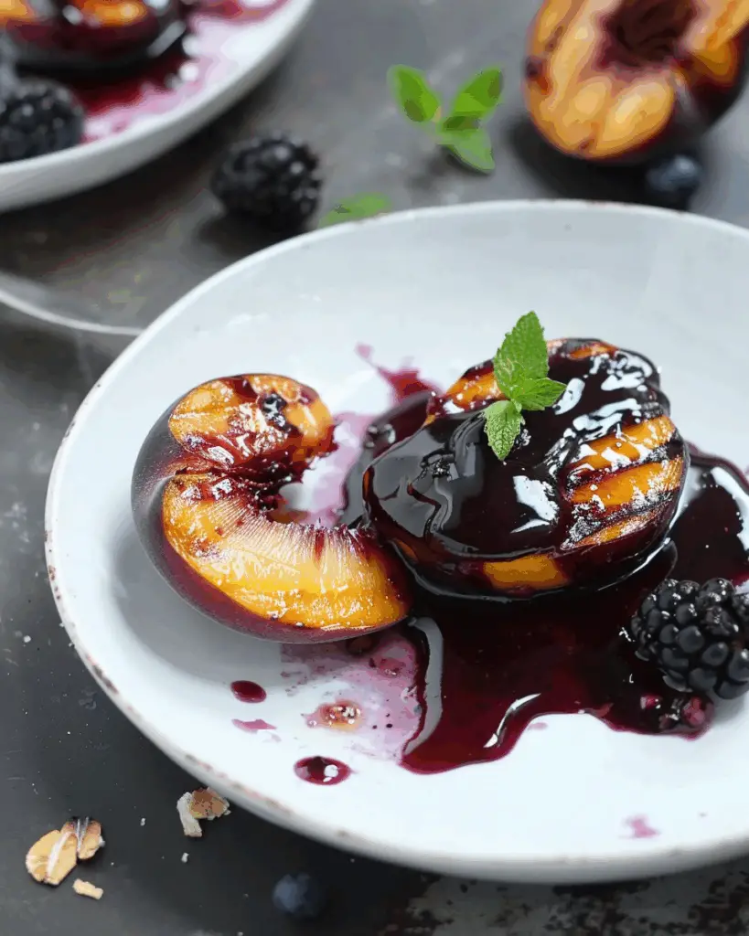 Grilled Peaches with Blackberry Sauce