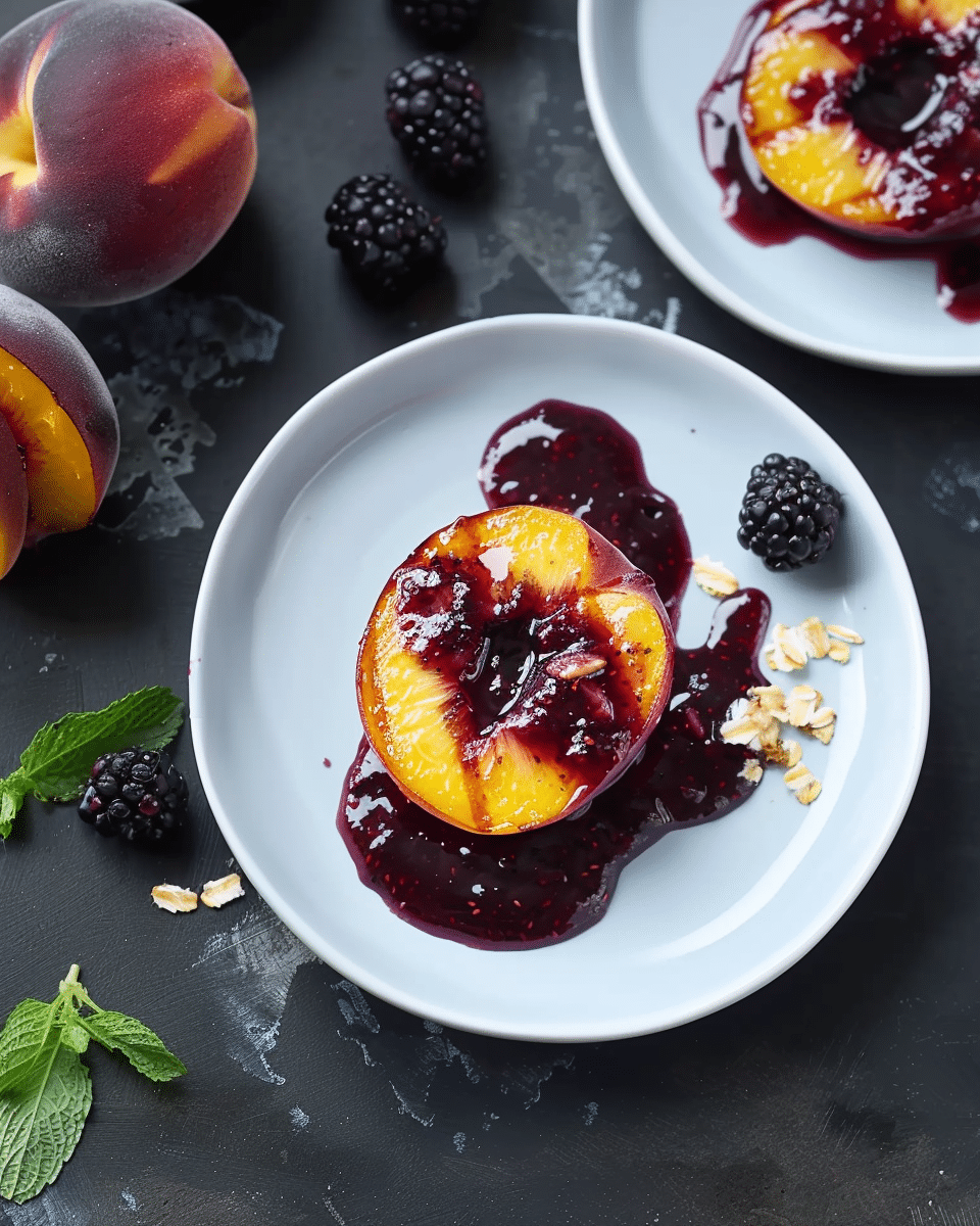 Grilled Peaches with Blackberry Sauce