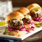 Lean Grilled Hamburger Sliders Recipe With Hot Sauce Slaw