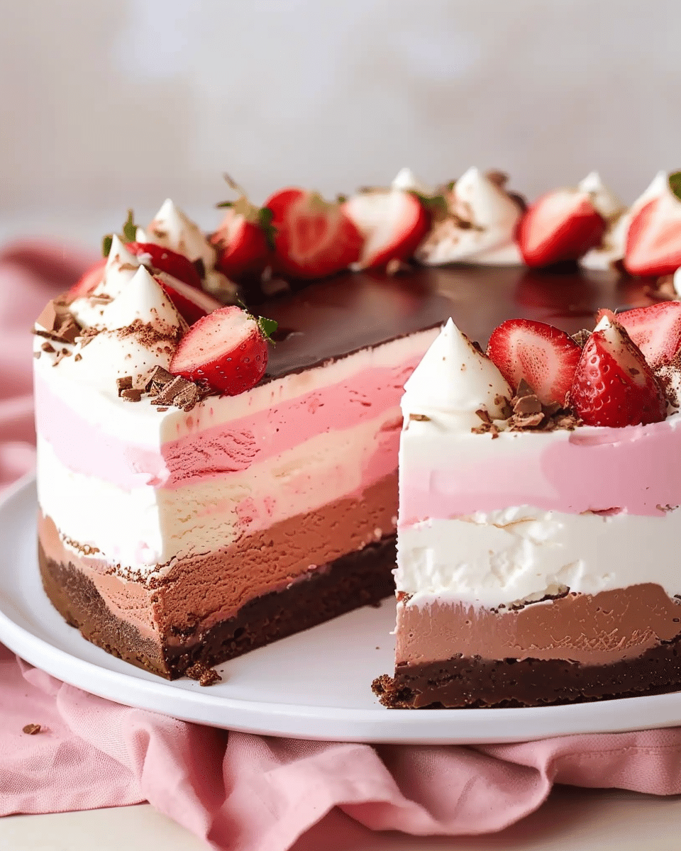 Neopolitan Ice Cream Mousse Cake