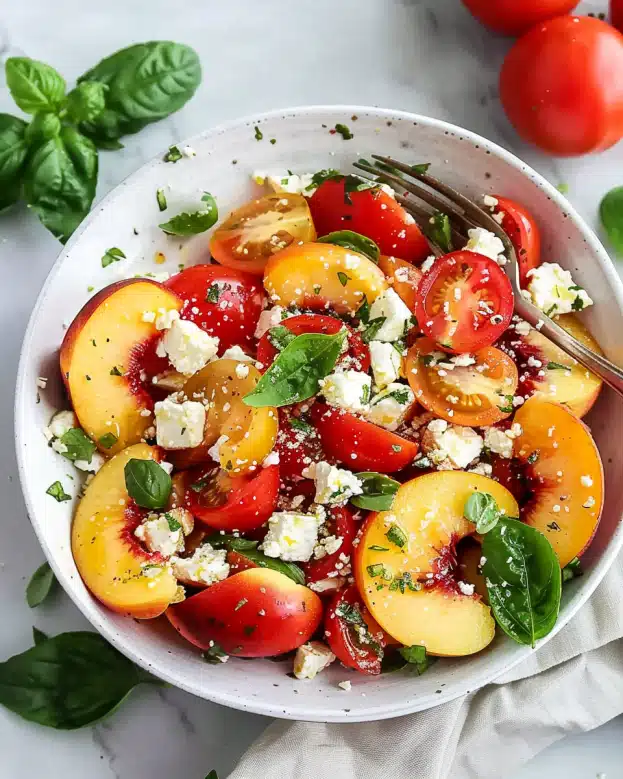 Peach Tomato Feta Salad (Easy Summer Recipe)