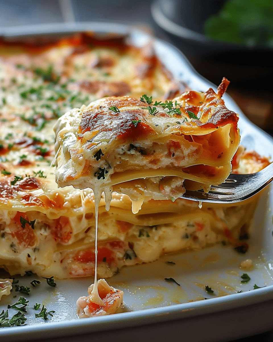 Seafood Lasagna with Creamy Cheese