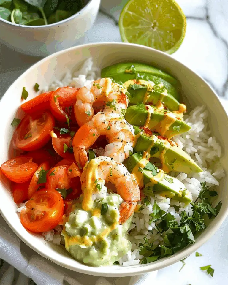 Shrimp Rice Bowl With Avocado Lime Crema