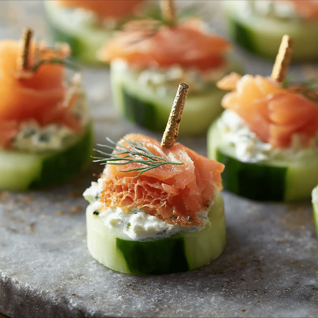 Smoked Salmon and Cream Cheese Cucumber Bites