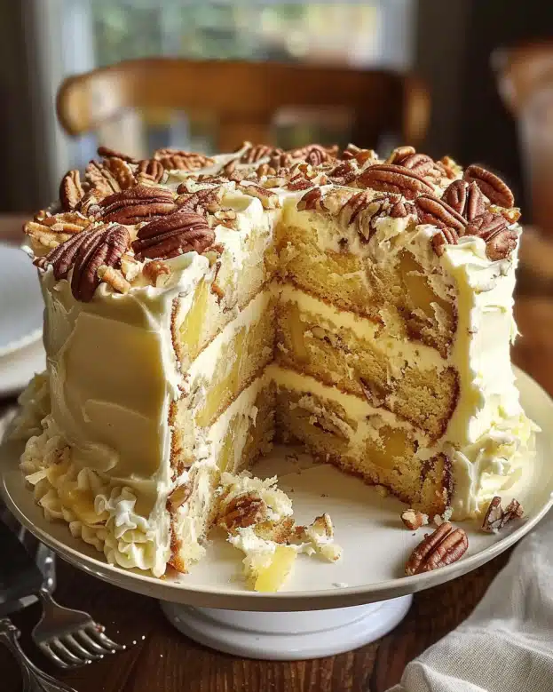 Southern Creamy Pineapple Pecan Cake