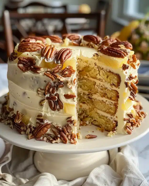 Southern Creamy Pineapple Pecan Cake