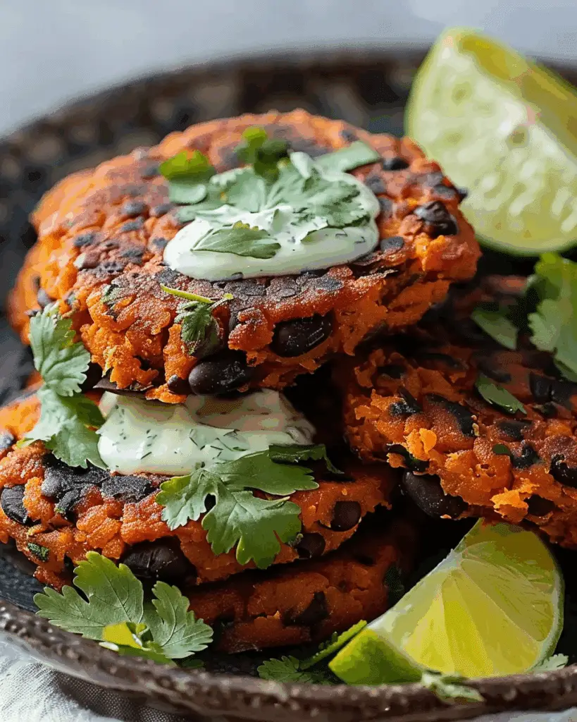 Lime Drenched Sweet Potato Black Bean Patties