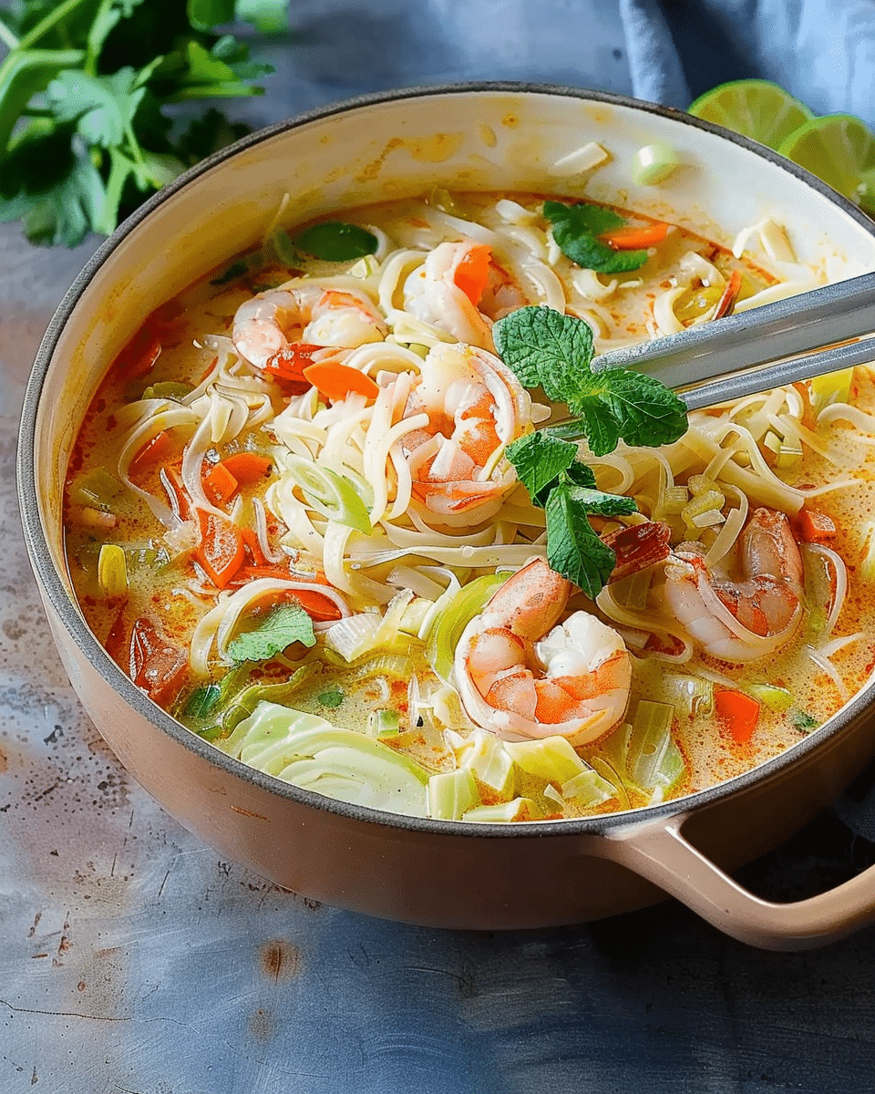 Thai Noodle Soup with Shrimp & Cabbage