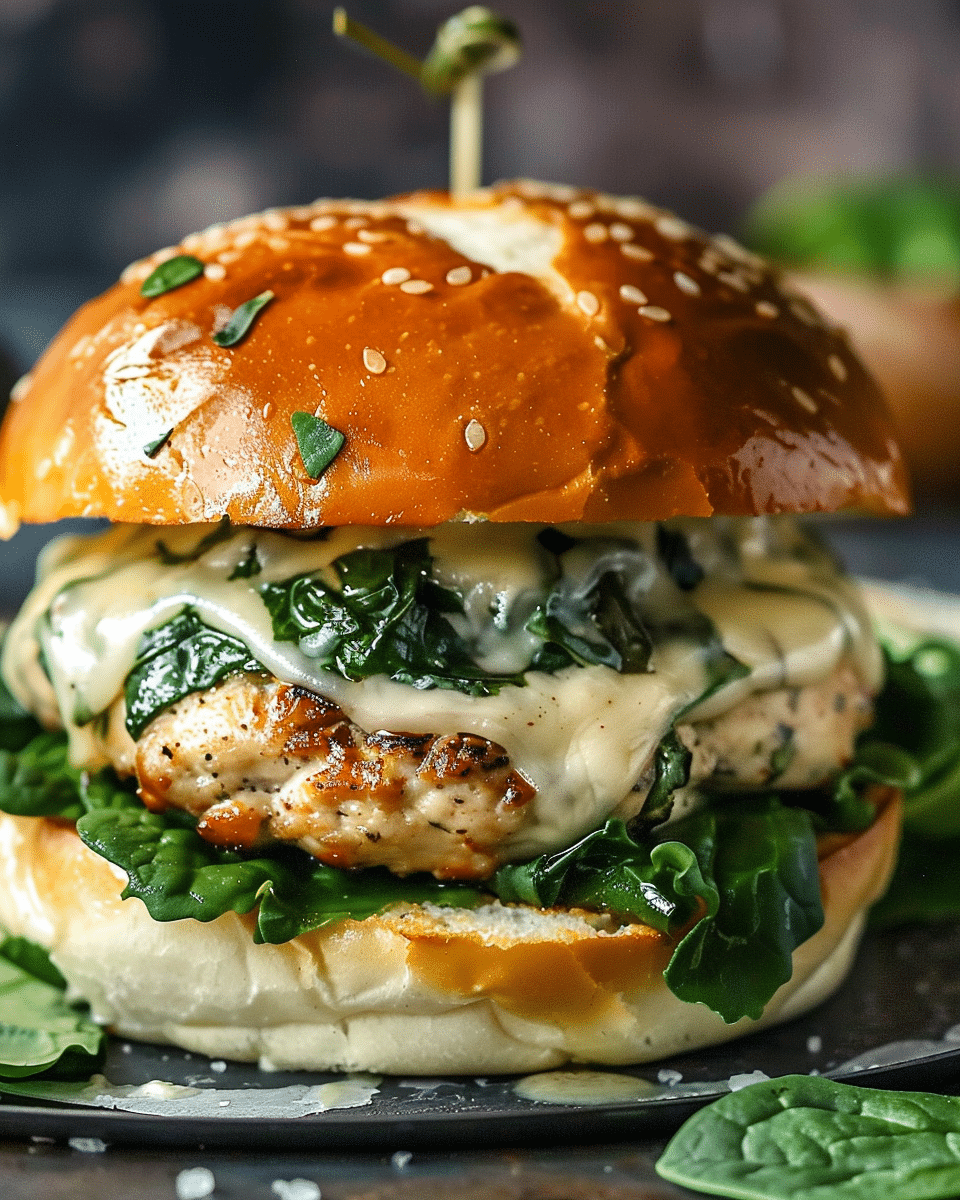 White Cheddar And Spinach Chicken Burgers