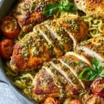 Creamy Pesto Chicken with Roasted Tomatoes Recipe