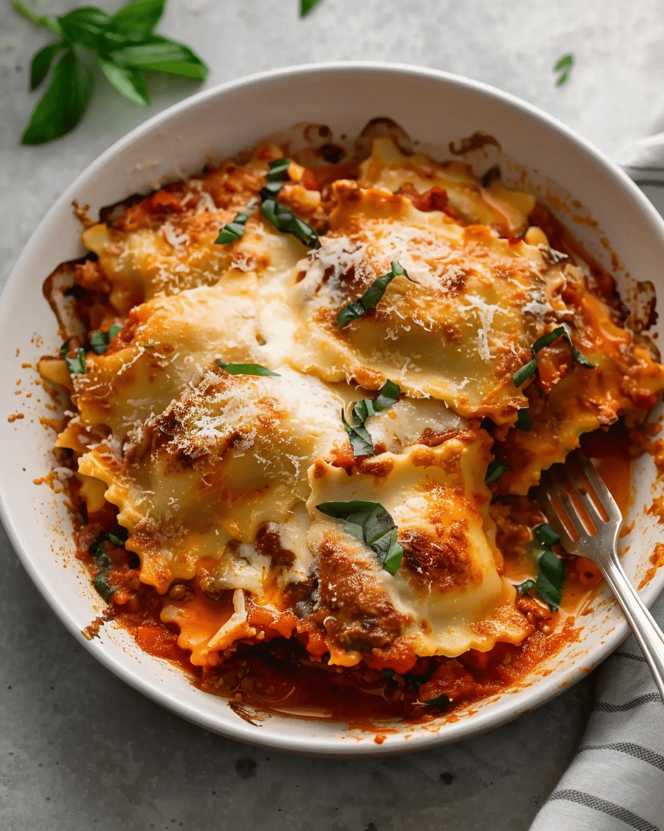 Burrata Baked Ravioli With Spinach