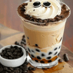 Boba Milk Tea with Cream Topping