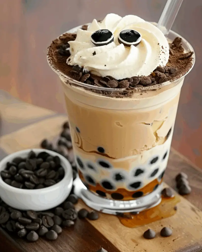 Boba Milk Tea with Cream Topping