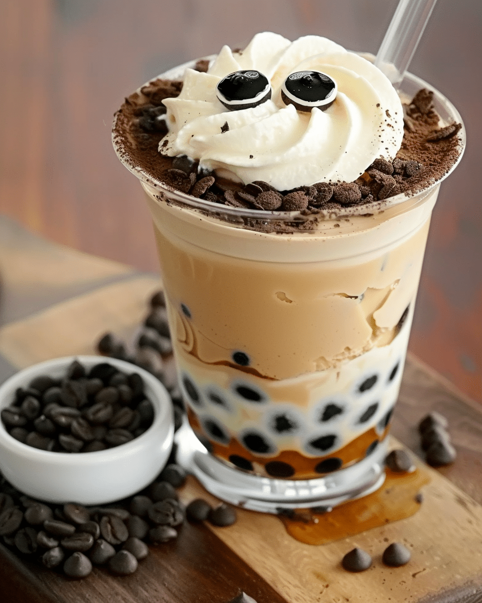 Boba Milk Tea with Cream Topping