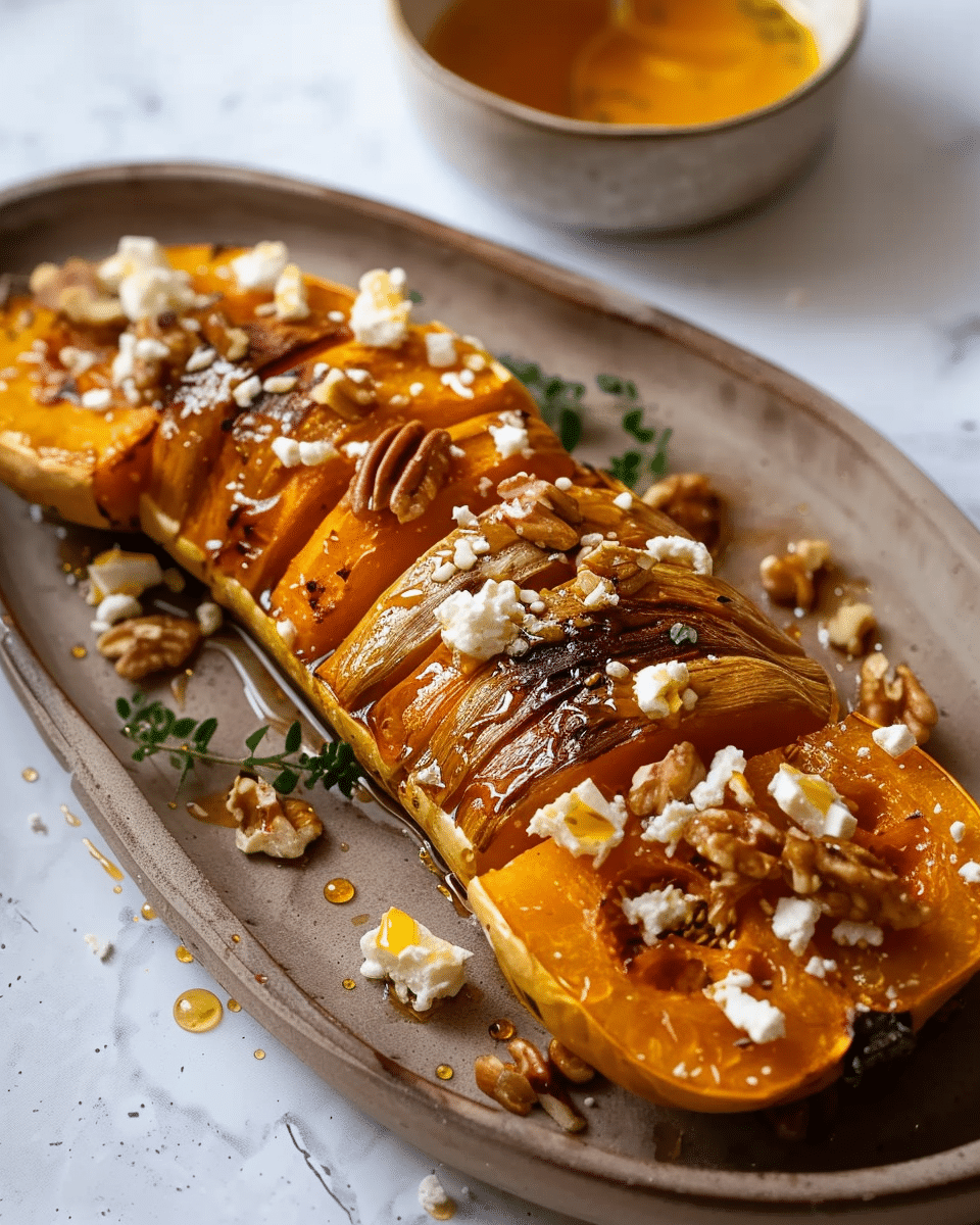 Roasted Butternut Squash with Feta, Honey, and Walnuts Recipe