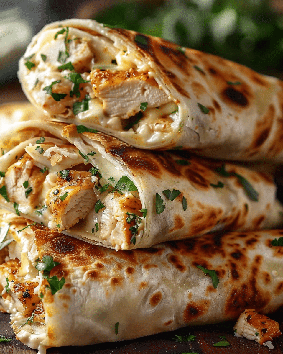 Cheesy Garlic Chicken Wraps Recipe