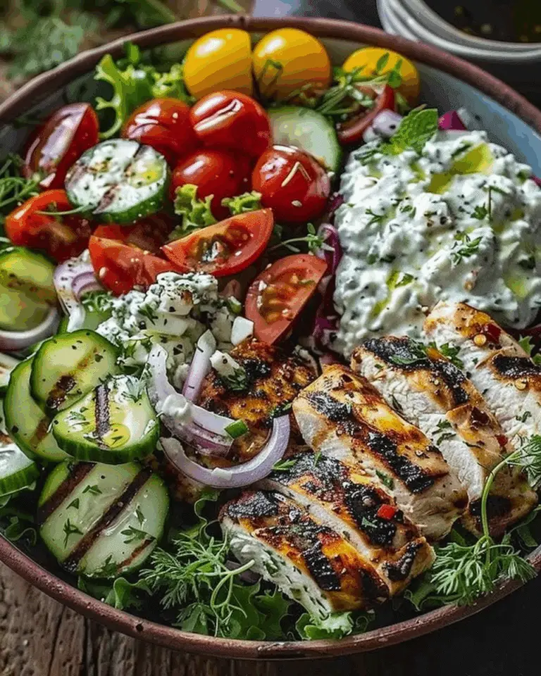 Grilled Chicken Greek Salad with Tzatziki: A Fresh and Flavorful Meal