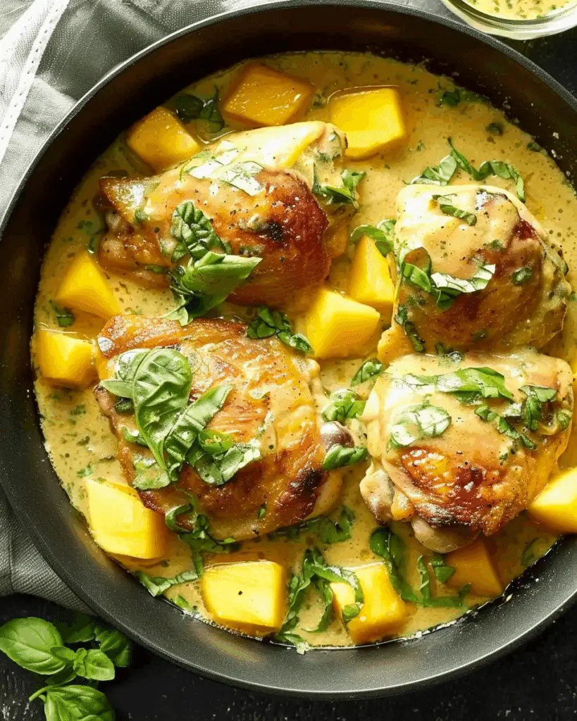 Mango Chicken Thighs with Basil-Coconut Sauce