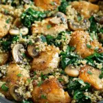 One-Pot Chicken, Quinoa, Mushrooms & Spinach