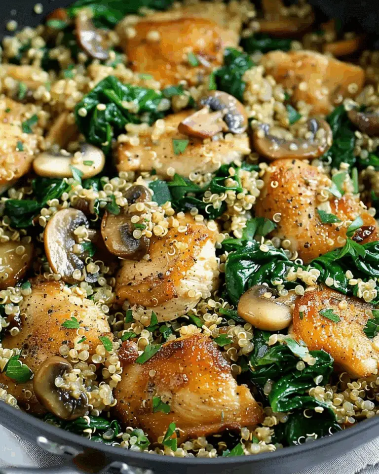 One-Pot Chicken, Quinoa, Mushrooms & Spinach