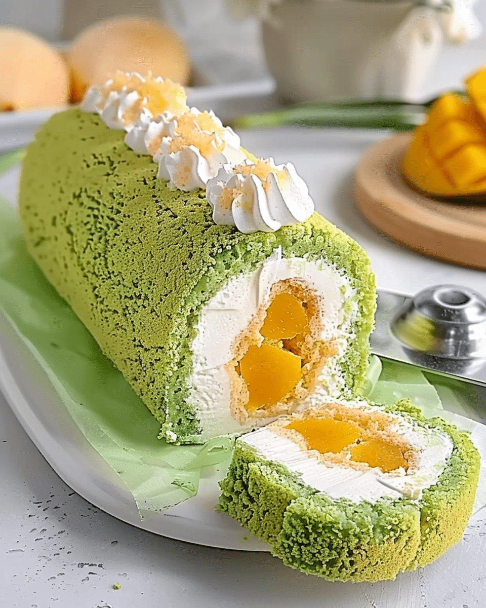 Pandan Mango Cake Roll Recipe