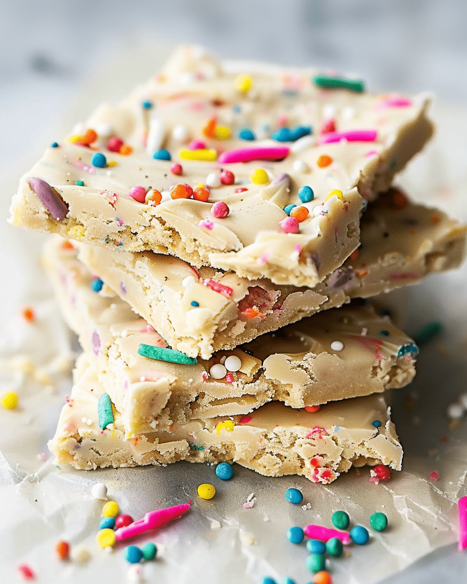 Protein Birthday Cake Cookie Dough Bark