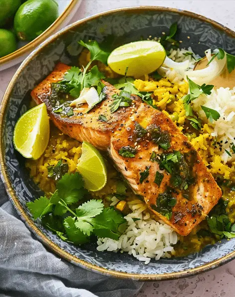 One‑Pot Miso‑Turmeric Salmon And Coconut Rice
