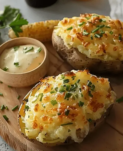 Roasted Garlic Twice‑Baked Potatoes