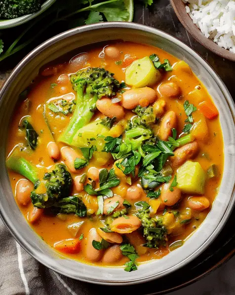 Curried Bean Stew With Coconut & Coriander Drizzle