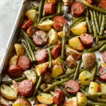 Sheet Pan Kielbasa Potatoes and Green Beans