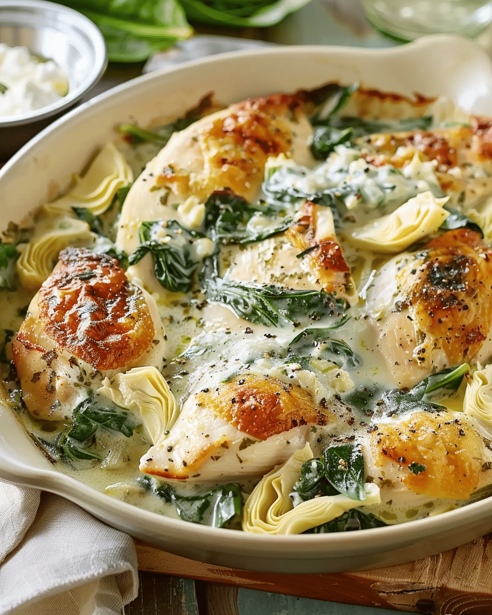 Spinach Artichoke Chicken With Cottage Cheese