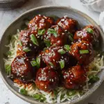 Sticky Bbq Chicken Meatballs with Broccoli Slaw