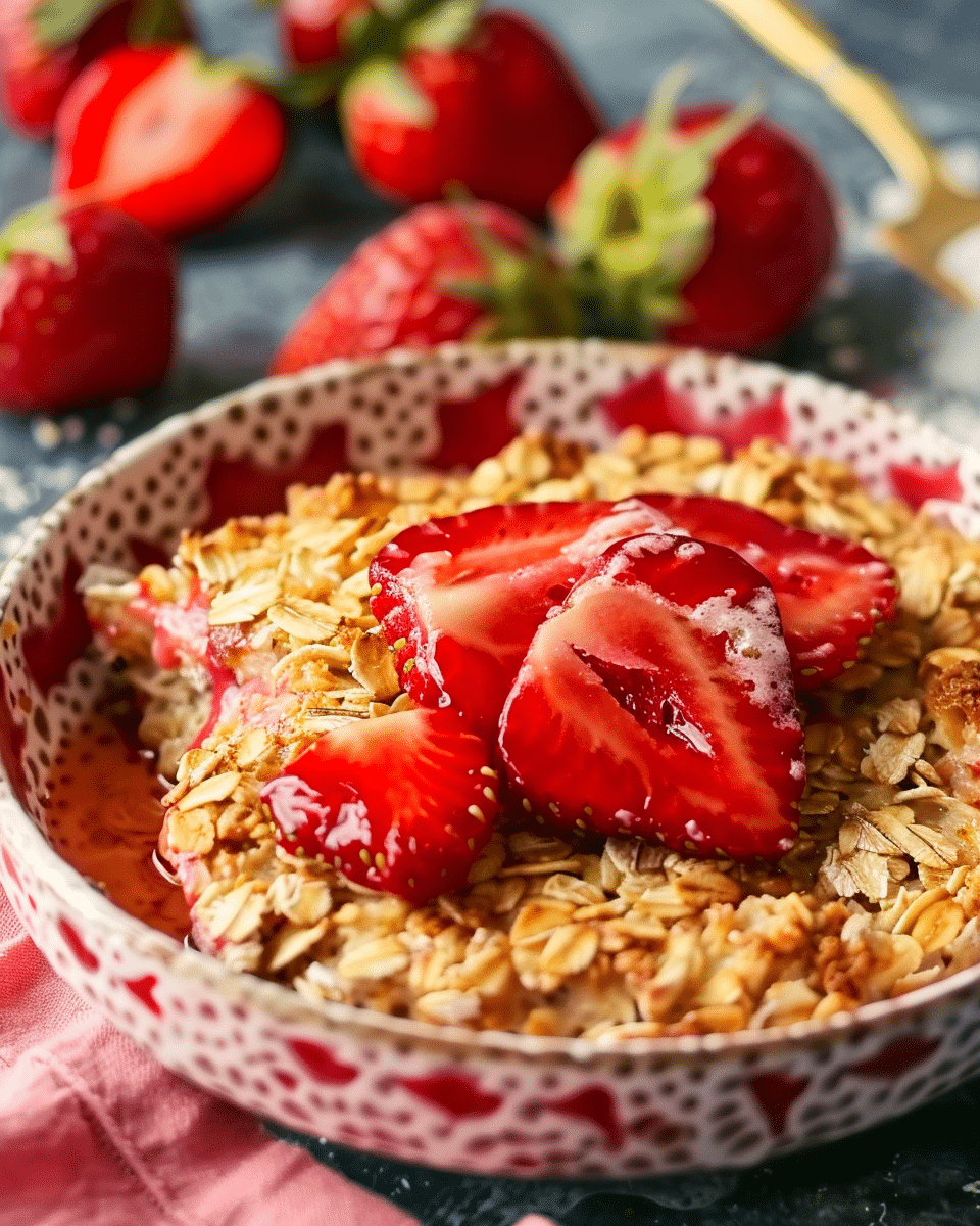 Strawberry Protein Baked Oats