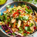 Shredded Chicken Cabbage Salad with Peanut Dressing