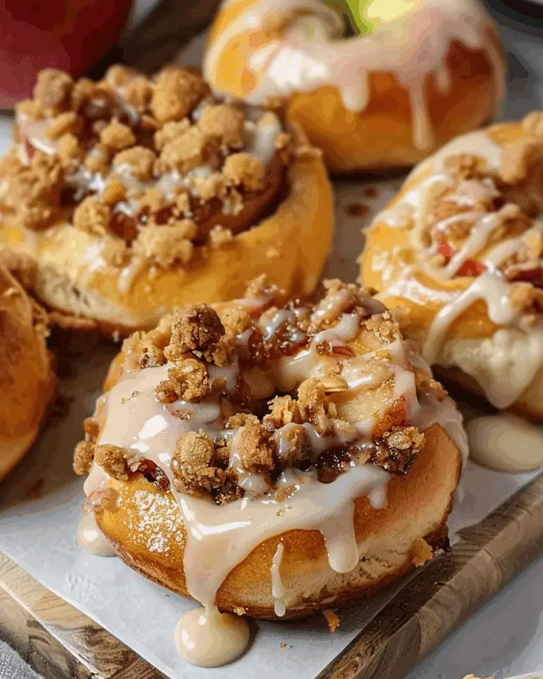 Apple Cheesecake Buns with Crumble Topping and Sweet Glaze