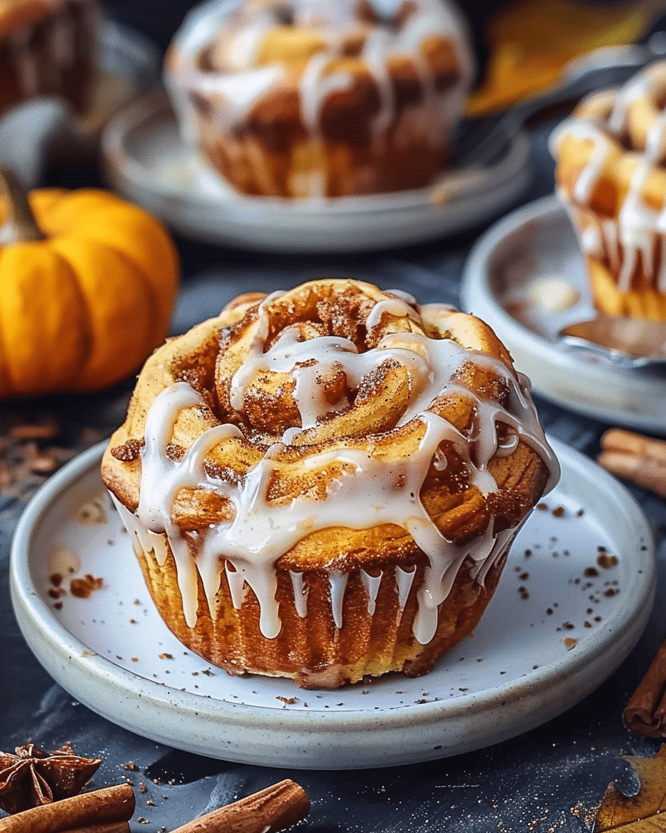 Pumpkin Cinnamon Roll Muffins