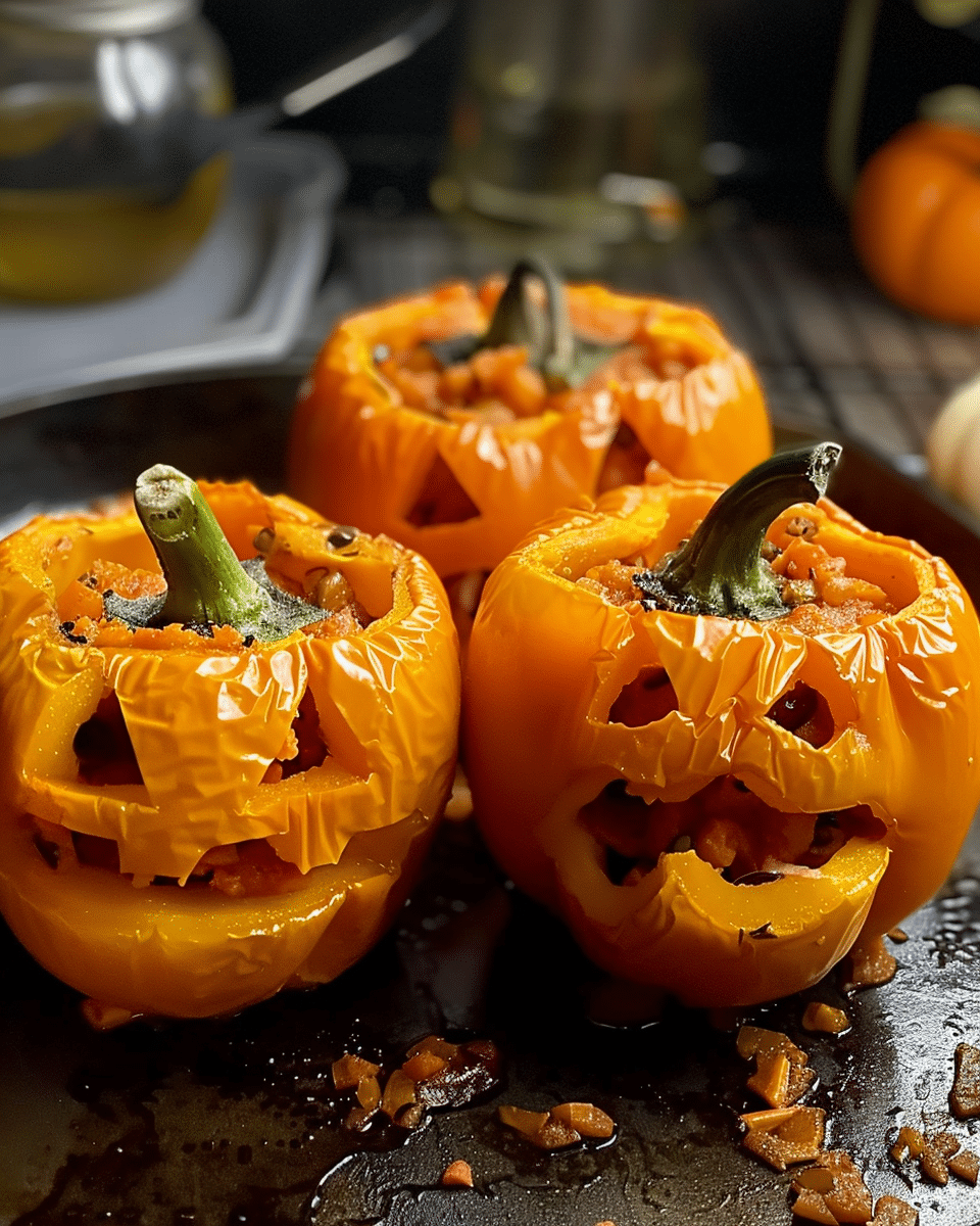 Stuffed Jack-O’-Lantern Bell Peppers