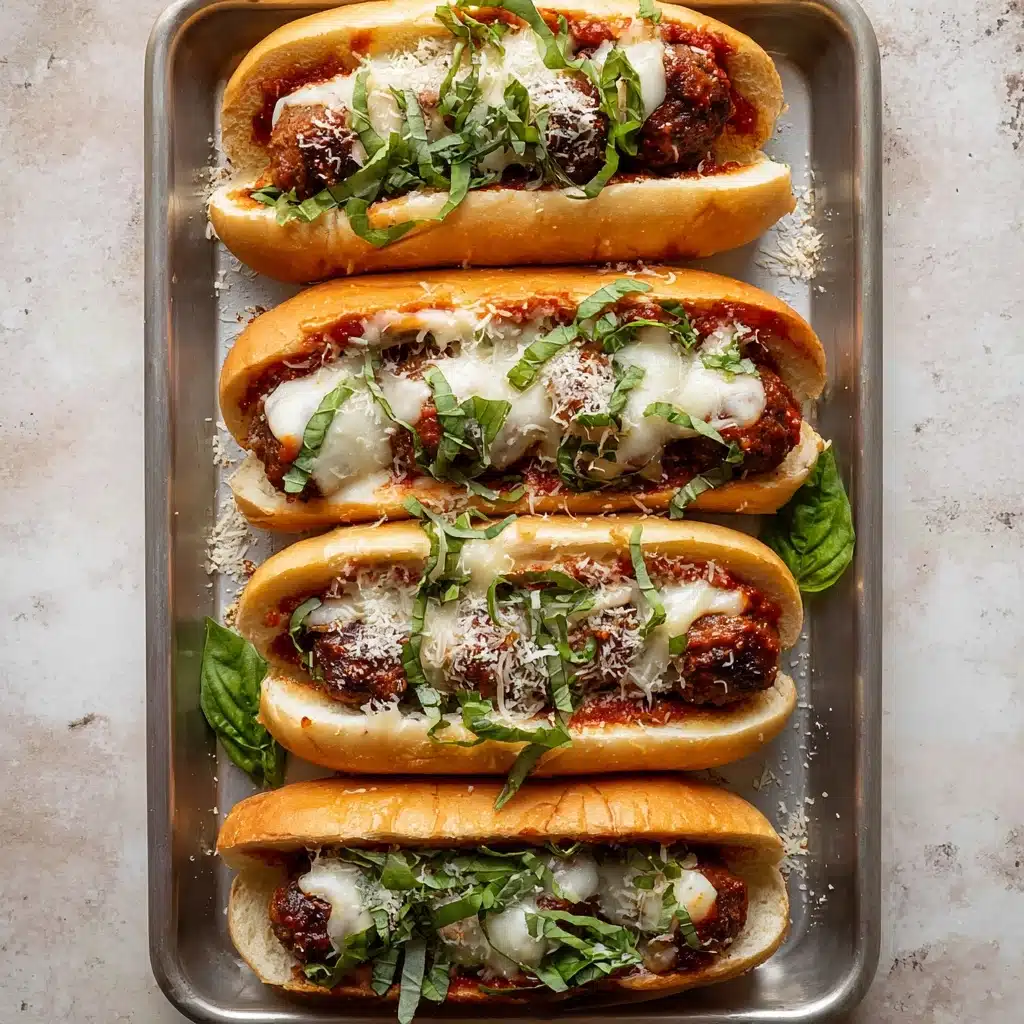 Cheesy Basil Turkey Meatball Subs Recipe - Recipe Image