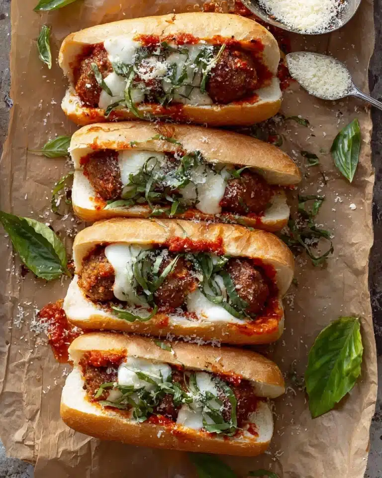 Cheesy Basil Turkey Meatball Subs Recipe