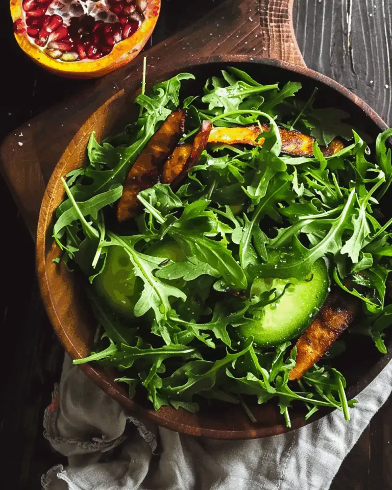 Autumn Arugula Salad with Caramelized Squash, Spiced Pecans, and Pomegranate Ginger Vinaigrette
