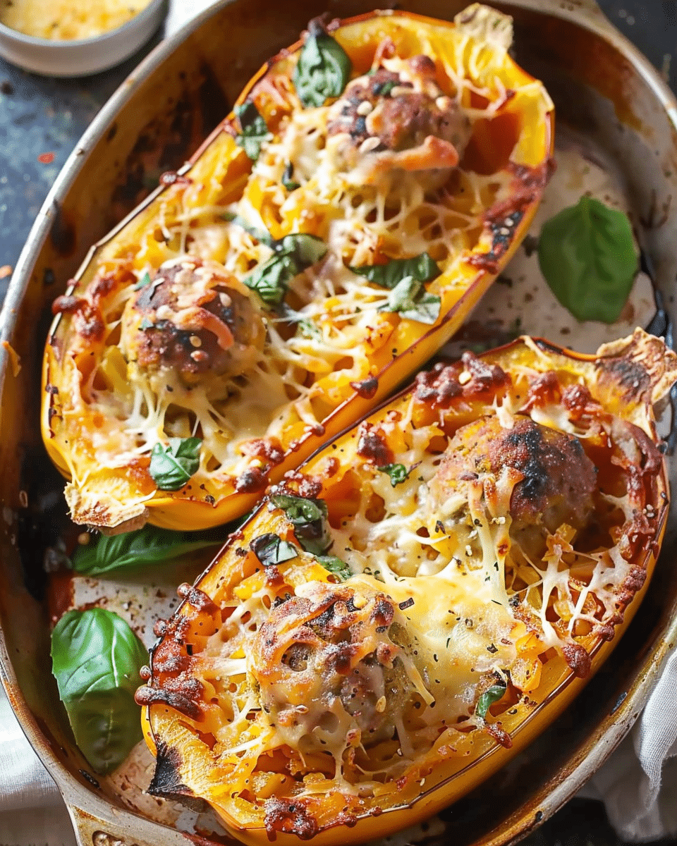 Baked Spaghetti Squash with Meatballs