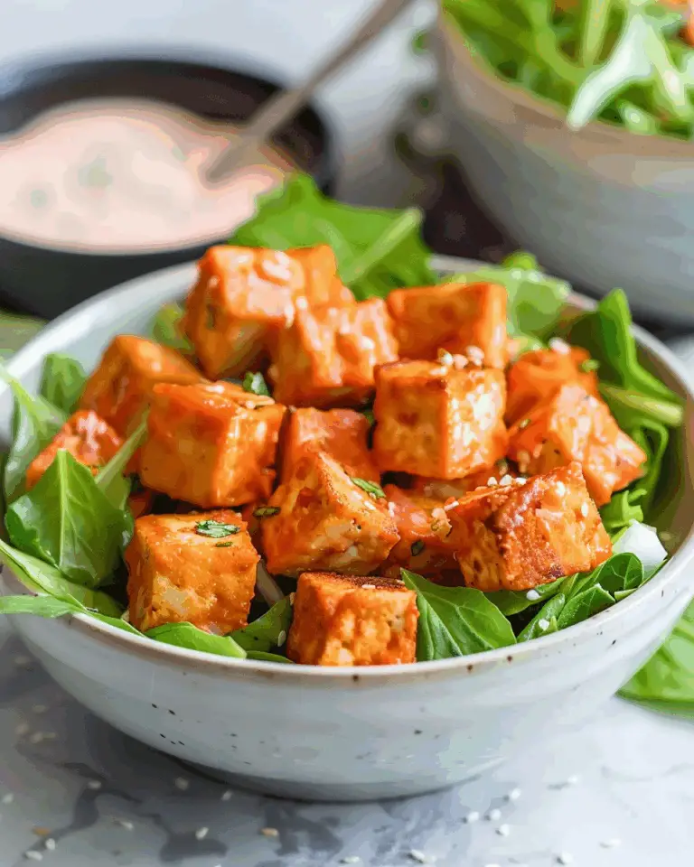 Buffalo Tofu Salad with Creamy Hemp Ranch